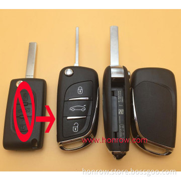 Hot sale products-- Peugeot 3 button modified flip remote key blank with VA2 307 Blade- 3Button -Trunk- With battery place (No L